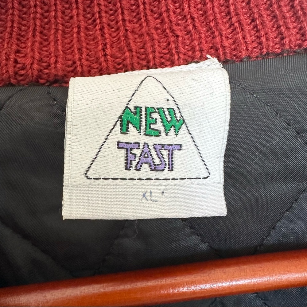Vintage New Fast Retro Athletic Varsity Knit Bomber Jacket Lined XL Gryffindoor - Picture 3 of 11